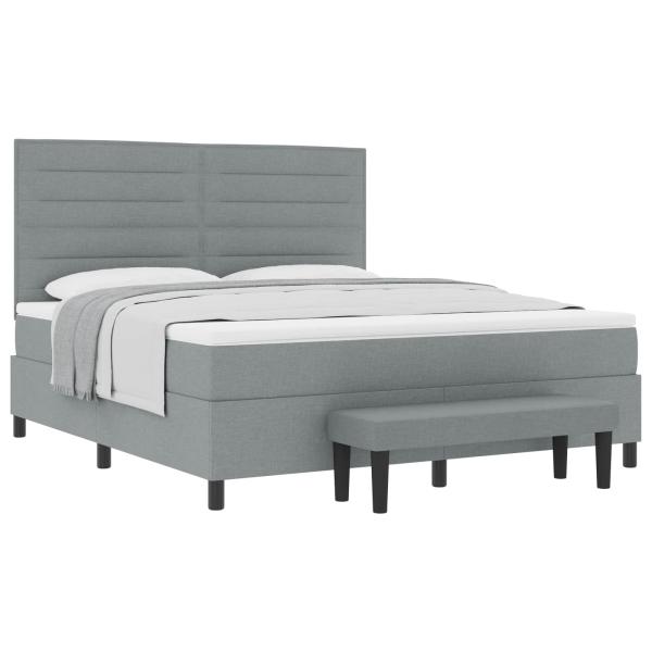 Boxspringbett mit Kopfteil Hellgrau 180 x 200 cm Stoff