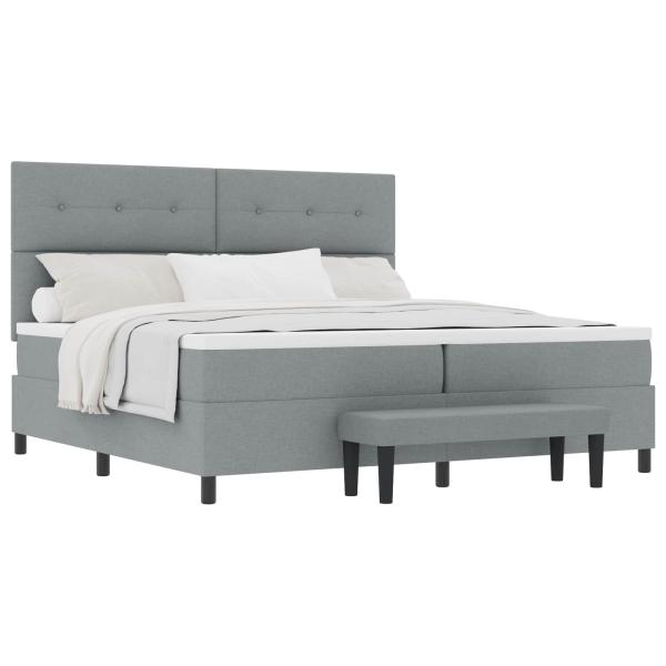 Boxspringbett mit Kopfteil Hellgrau 200 x 200 cm Stoff