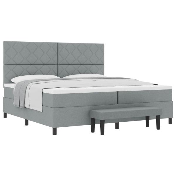 Boxspringbett mit Kopfteil Hellgrau 200 x 200 cm Stoff