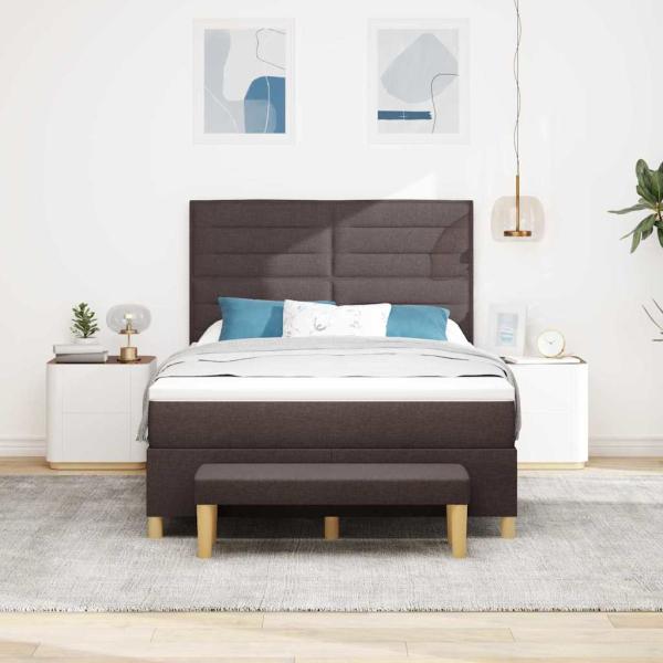 Boxspringbett mit Kopfteil Dunkelbraun 190 x 140 cm Stoff