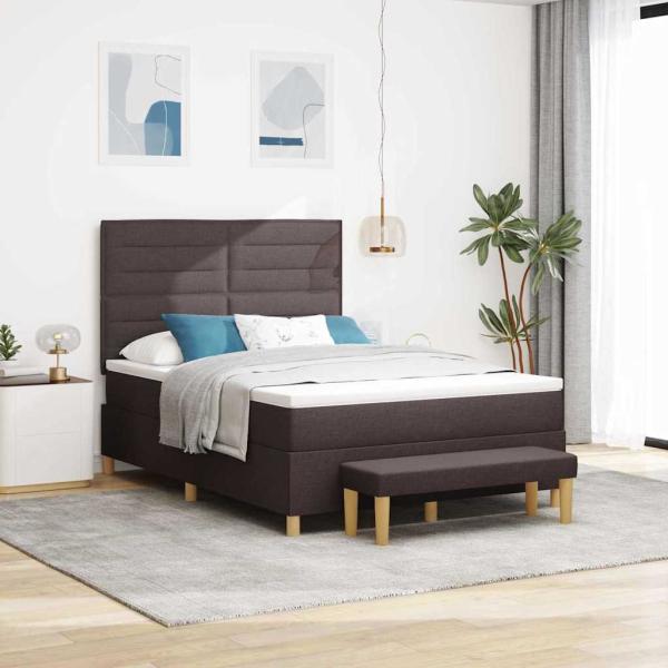 ARDEBO.de - Boxspringbett mit Kopfteil Dunkelbraun 200 x 140 cm Stoff