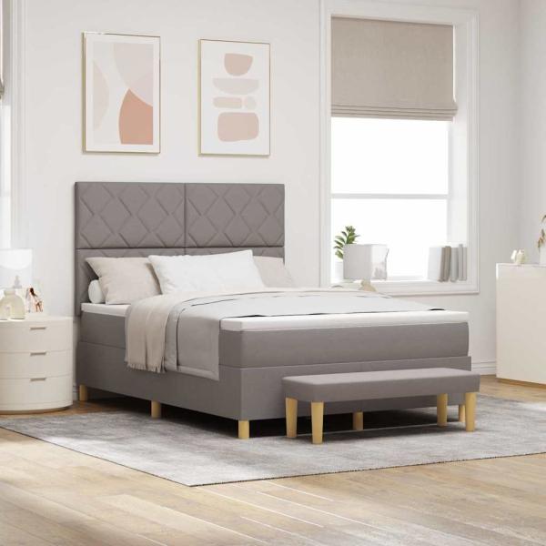 ARDEBO.de - Boxspringbett mit Kopfteil Taupe 200 x 160 cm Stoff