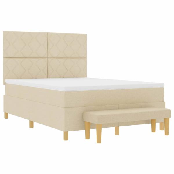 Boxspringbett mit Kissen mit Kopfteil Creme 200 x 160 cm Stoff