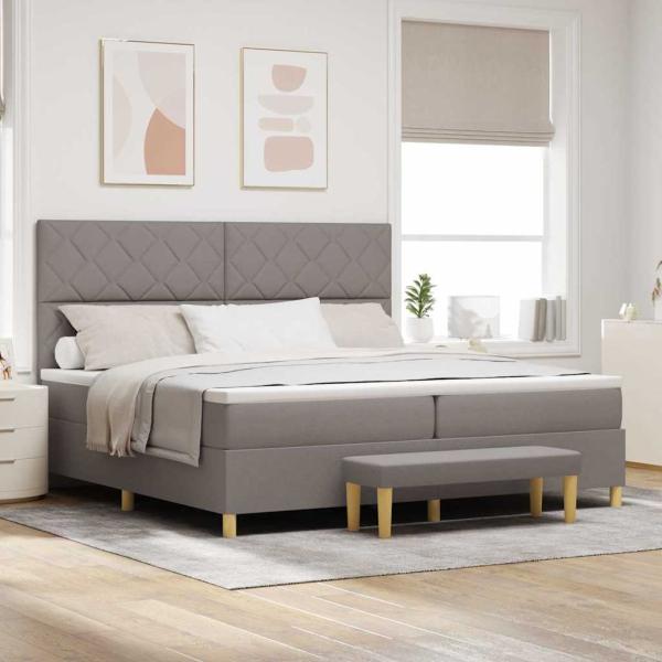 ARDEBO.de - Boxspringbett mit Kissen mit Kopfteil Taupe 200 x 200 cm Stoff