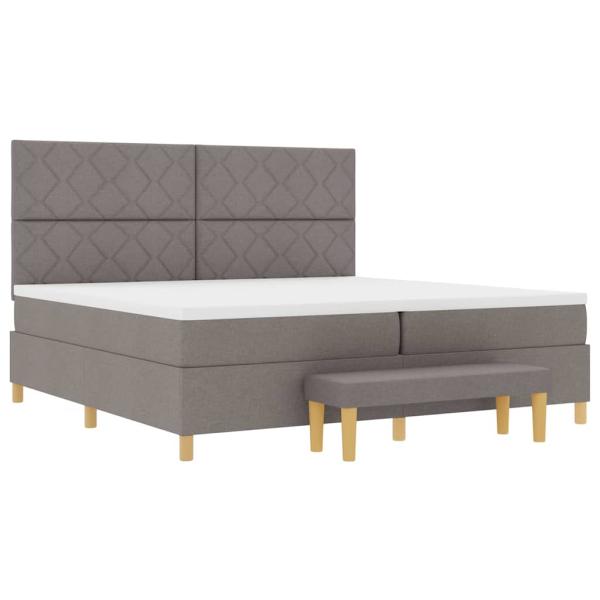 Boxspringbett mit Kissen mit Kopfteil Taupe 200 x 200 cm Stoff
