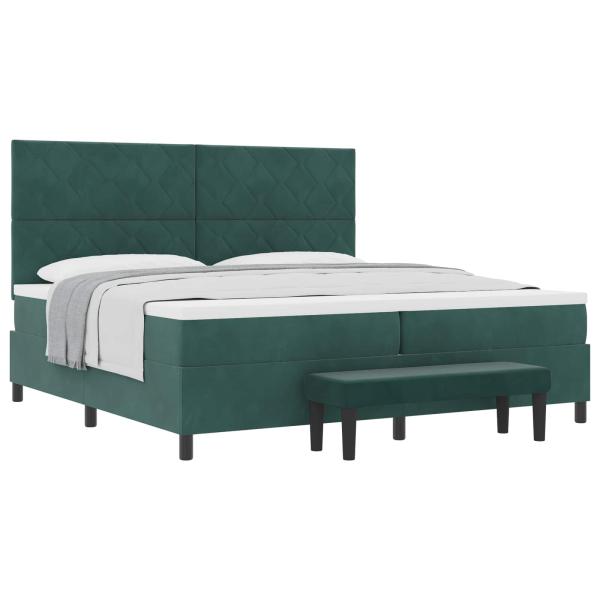 Boxspringbett mit Kopfteil Dunkelgrün 200 x 200 cm Samt
