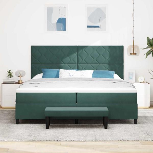 Boxspringbett mit Kopfteil Dunkelgrün 200 x 200 cm Samt