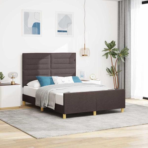 ARDEBO.de - Bettgestell mit Kopfteil Dunkelbraun 140 x 200 cm Stoff