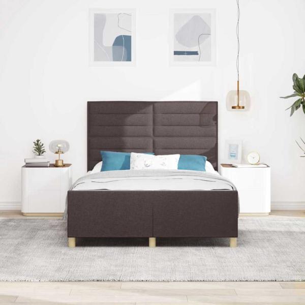 Bettgestell mit Kopfteil Dunkelbraun 140 x 200 cm Stoff