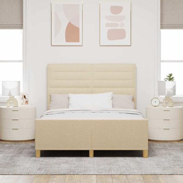 Bettgestell mit Kopfteil Creme 160 x 200 cm Stoff