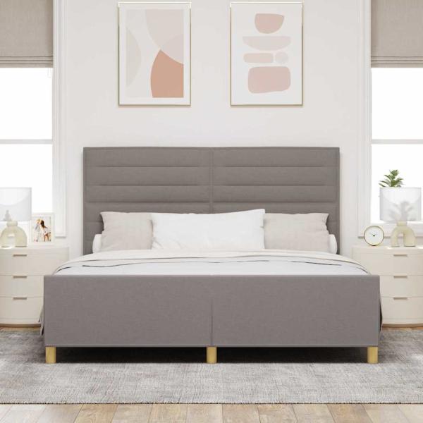 Bettgestell mit Kopfteil Taupe 180 x 200 cm Stoff