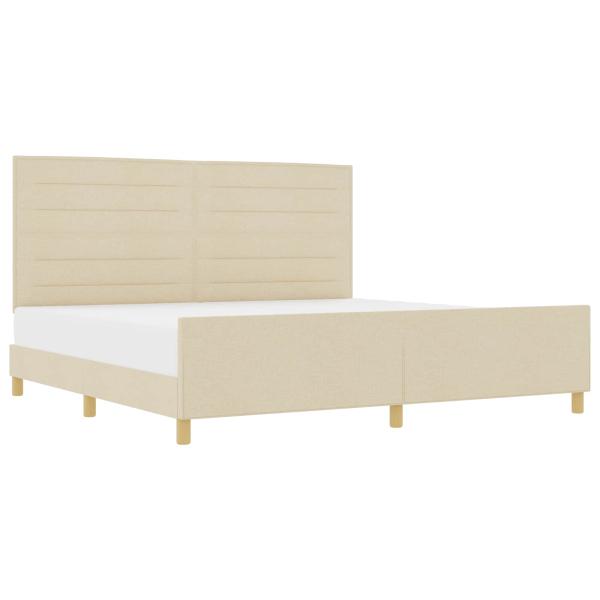 Bettgestell mit Kopfteil Creme 200 x 200 cm Stoff