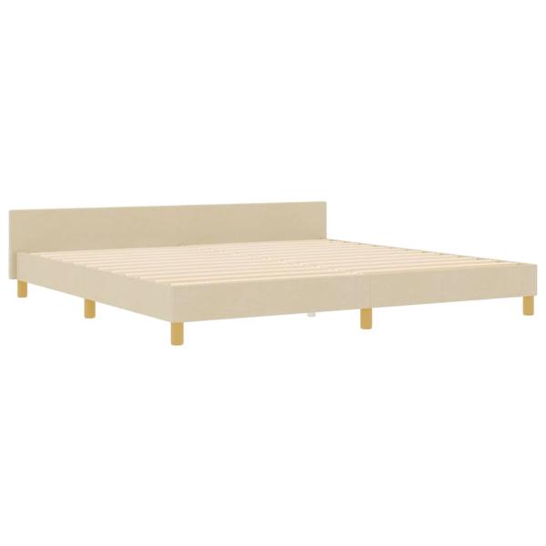 Bettgestell mit Kopfteil Creme 200 x 200 cm Stoff