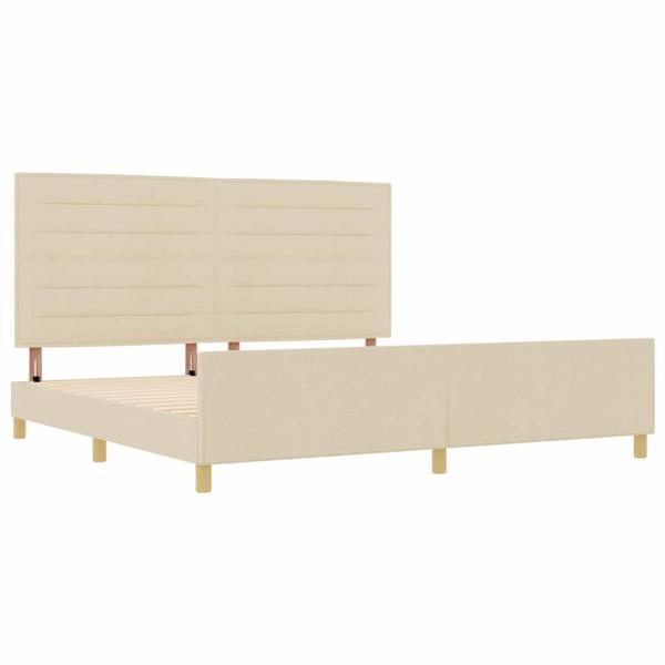 Bettgestell mit Kopfteil Creme 200 x 200 cm Stoff