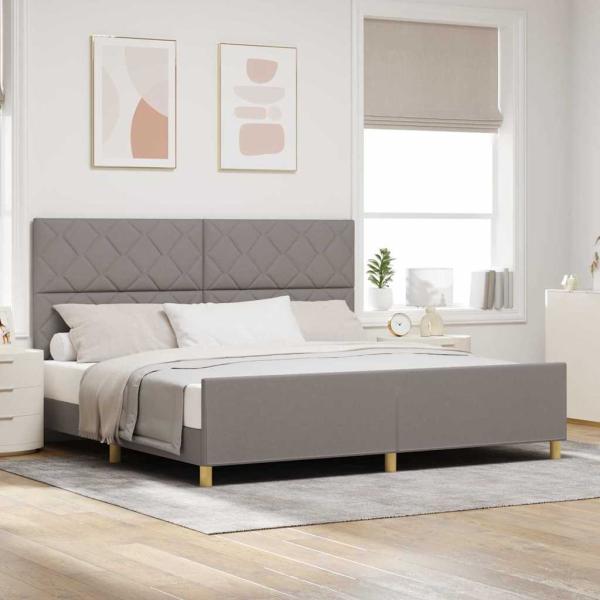 ARDEBO.de - Bettgestell mit Kopfteil Taupe 200 x 200 cm Stoff