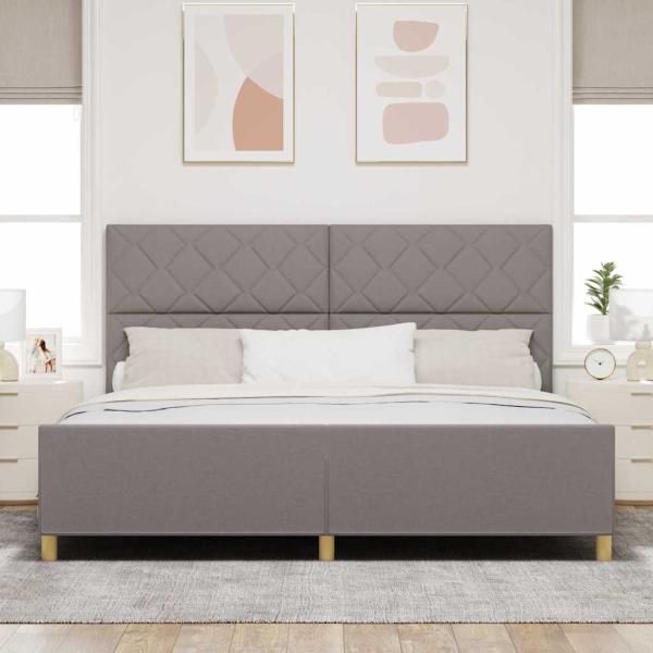 Bettgestell mit Kopfteil Taupe 200 x 200 cm Stoff