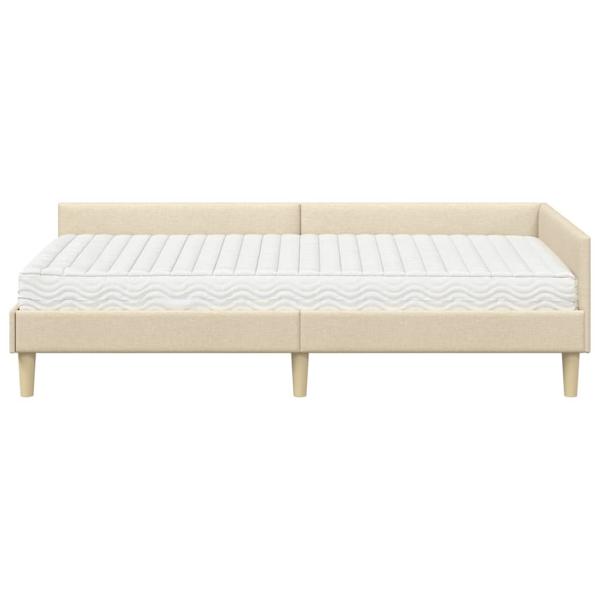 Eckbettgestell mit Matratze 2 stk. Creme 90 x 190 cm Stoff