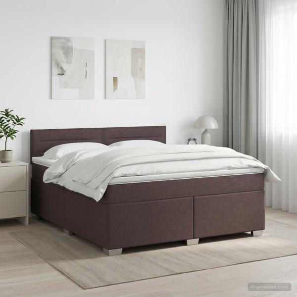 ARDEBO.de - Boxspringbett mit Matratze Dunkelbraun 180 x 200 cm Stoff