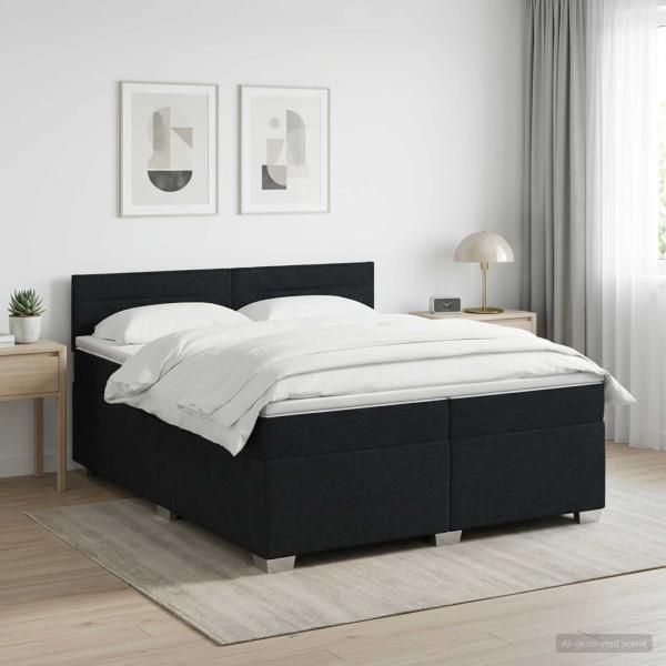 ARDEBO.de - Boxspringbett mit Matratze Schwarz 200 x 200 cm Stoff