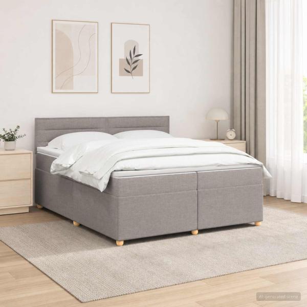 ARDEBO.de - Boxspringbett mit Matratze Taupe 200 x 200 cm Stoff