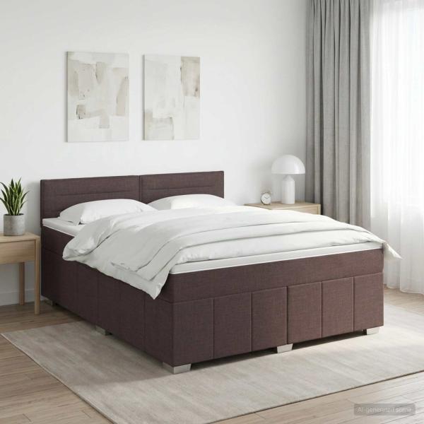 ARDEBO.de - Boxspringbett mit Matratze Dunkelbraun 140 x 200 cm Stoff