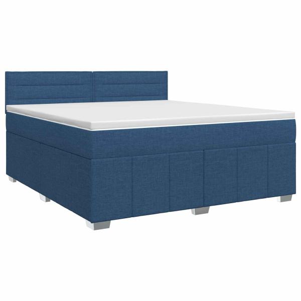 Boxspringbett mit Matratze mit Kopfteil Blau 140 x 200 cm Stoff