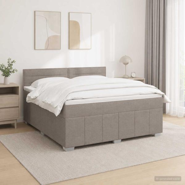 ARDEBO.de - Boxspringbett mit Matratze Taupe 160 x 200 cm Stoff