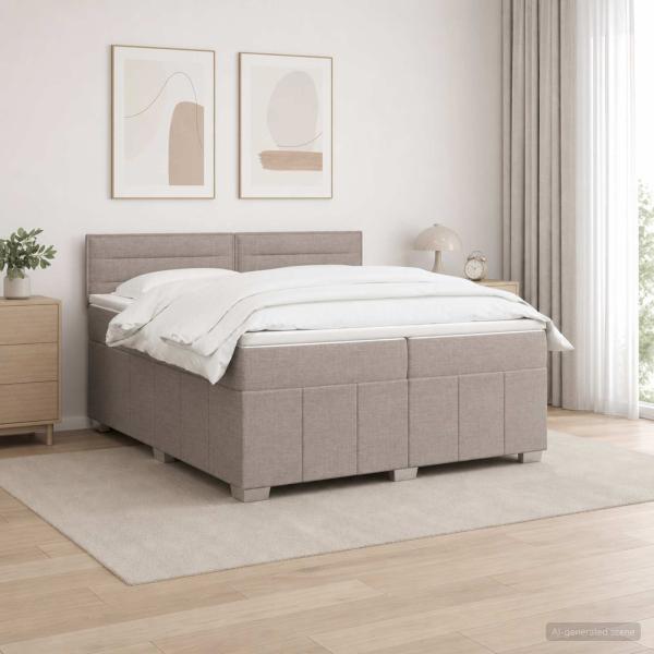 ARDEBO.de - Boxspringbett mit Matratze Taupe 200 x 200 cm Stoff