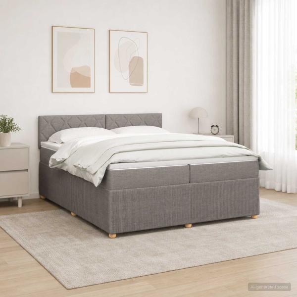 ARDEBO.de - Boxspringbett mit Matratze Taupe 200 x 200 cm Stoff