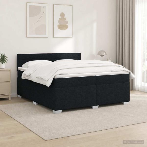 Boxspringbett mit Matratze und LED Schwarz 200 x 200 cm Stoff