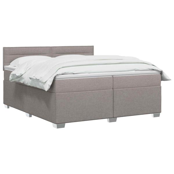 Boxspringbett mit Matratze und LED Taupe 200 x 200 cm Stoff