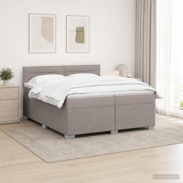 Boxspringbett mit Matratze und LED Taupe 200 x 200 cm Stoff