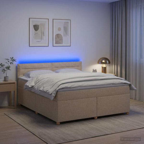Boxspringbett mit Matratze Creme 160 x 200 cm Stoff