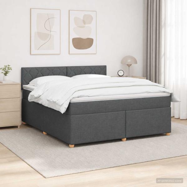Boxspringbett mit Matratze Dunkelgrau 160 x 200 cm Stoff