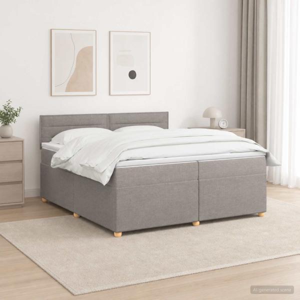 Boxspringbett mit Matratze Taupe 200 x 200 cm Stoff