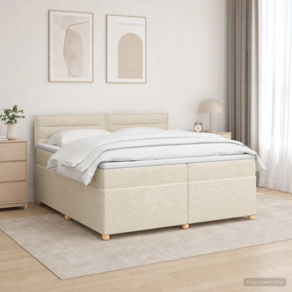 Boxspringbett mit Matratze Creme 200 x 200 cm Stoff