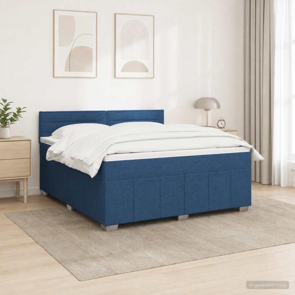 Boxspringbett mit Matratze mit Kopfteil Blau 140 x 200 cm Stoff