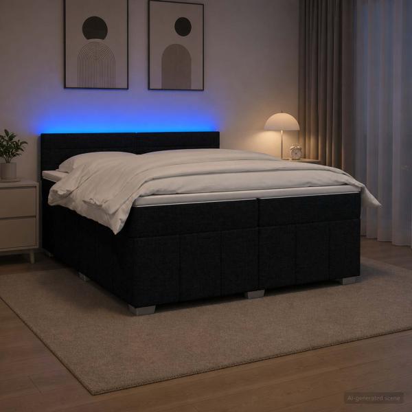 ARDEBO.de - Boxspringbett mit Matratze Schwarz 200 x 200 cm Stoff