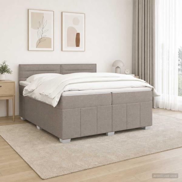 ARDEBO.de - Boxspringbett mit Matratze Taupe 200 x 200 cm Stoff