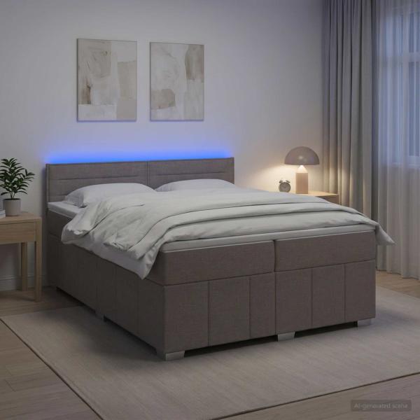 Boxspringbett mit Matratze Taupe 200 x 200 cm Stoff
