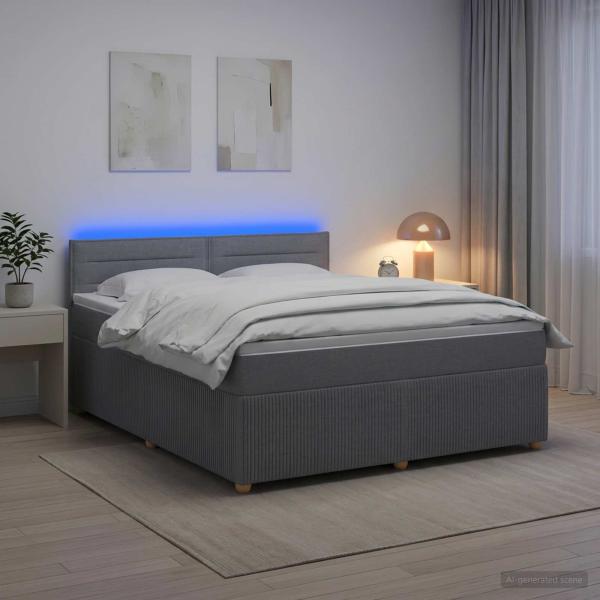 Boxspringbett mit Matratze Hellgrau 180 x 200 cm Stoff