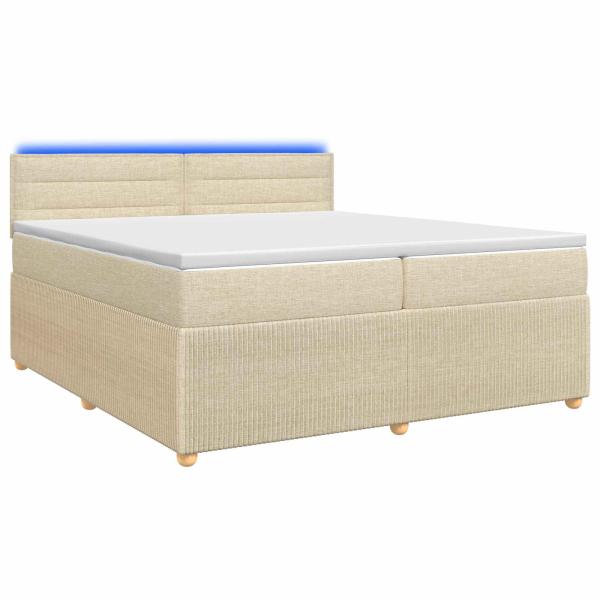 Boxspringbett mit Matratze Creme 200 x 200 cm Stoff