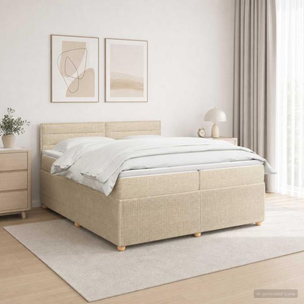 Boxspringbett mit Matratze Creme 200 x 200 cm Stoff