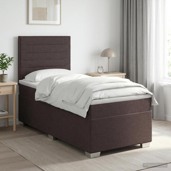 ARDEBO.de - Boxspringbett mit Matratze Dunkelbraun 90 x 190 cm Stoff