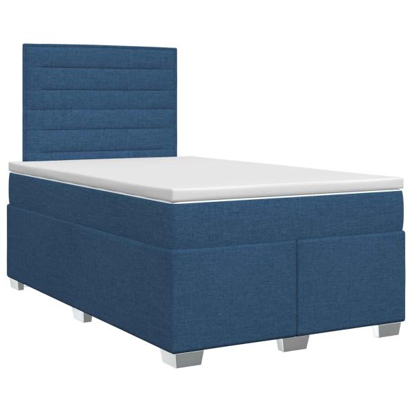 Boxspringbett mit Matratze mit Kopfteil Blau 120 x 190 cm Stoff