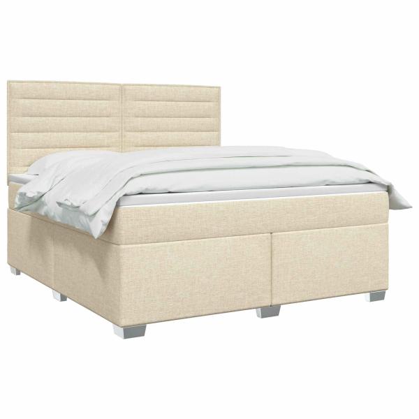 Boxspringbett mit Matratze Creme 140 x 200 cm Stoff