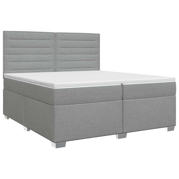 Boxspringbett mit Matratze Hellgrau 200 x 200 cm Stoff