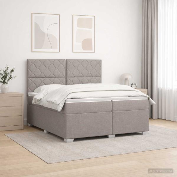 ARDEBO.de - Boxspringbett mit Matratze Taupe 200 x 200 cm Stoff