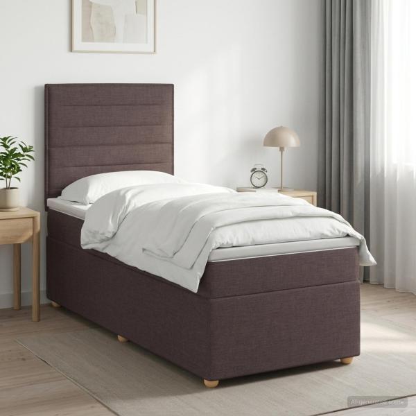 ARDEBO.de - Boxspringbett mit Matratze Dunkelbraun 90 x 190 cm Stoff