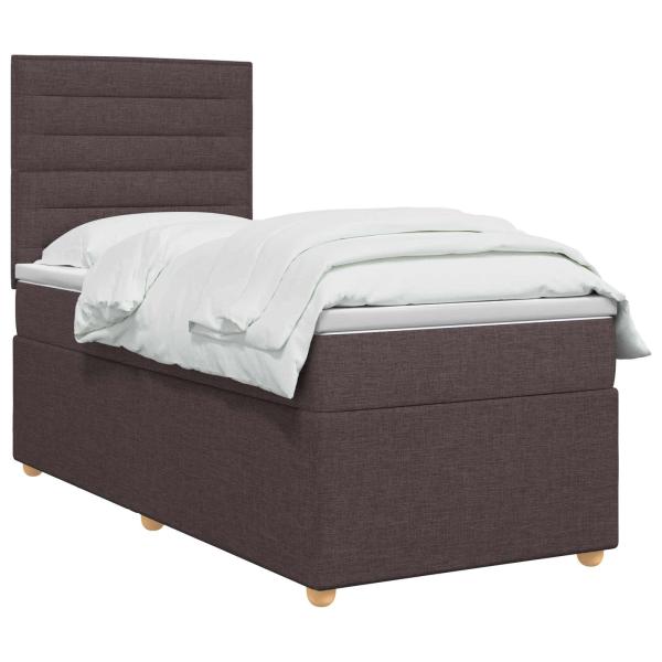 Boxspringbett mit Matratze Dunkelbraun 90 x 190 cm Stoff